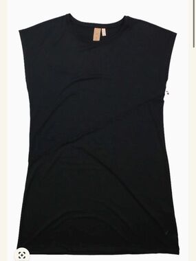 INDYEVA Black Vivaz Asymmetrical Seam Cap Sleeve Tee Dress